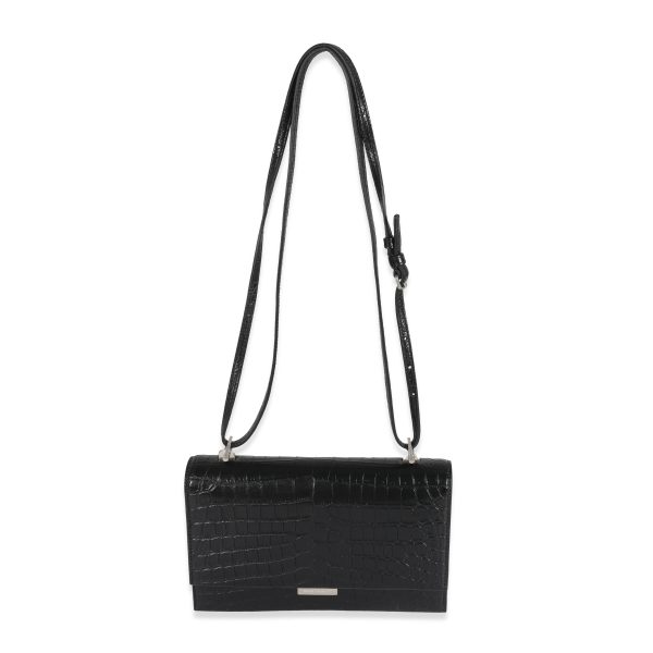 129930 bv Saint Laurent Black Croc Embossed Babylone Bag