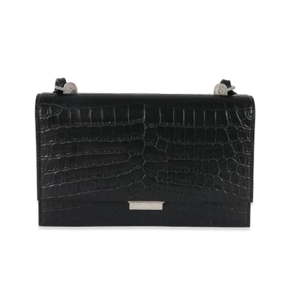 129930 fv Saint Laurent Black Croc Embossed Babylone Bag