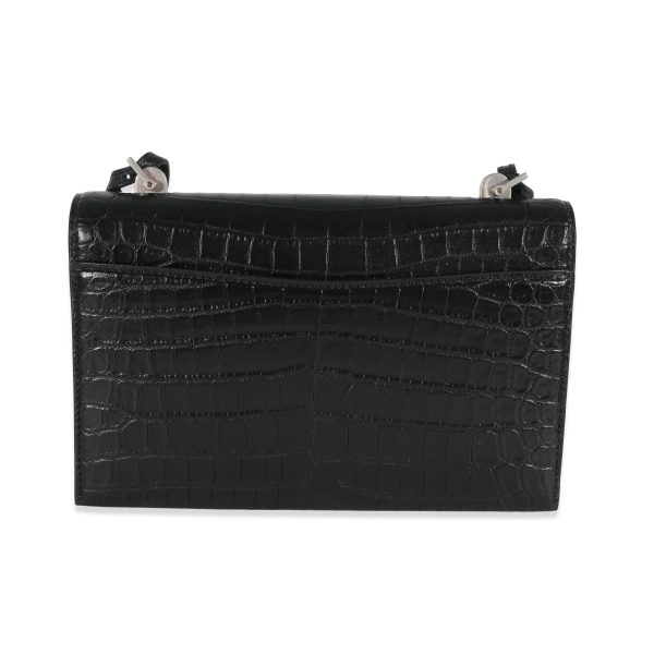 129930 pv Saint Laurent Black Croc Embossed Babylone Bag