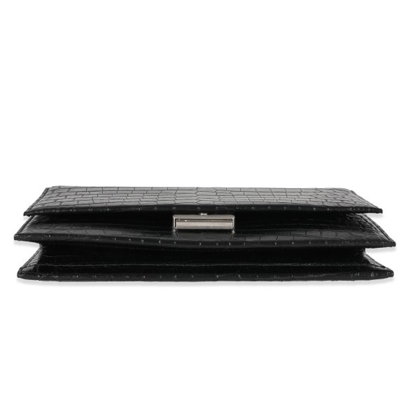 129930 stamp Saint Laurent Black Croc Embossed Babylone Bag