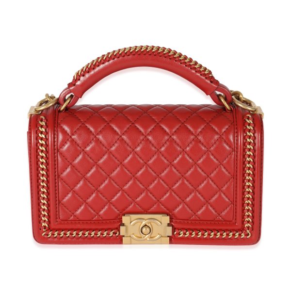 129952 fv dab71c8c 8ed8 4c0d 8731 ab1a54a52b2c Chanel Red Lambskin Chain Around Medium Boy Bag