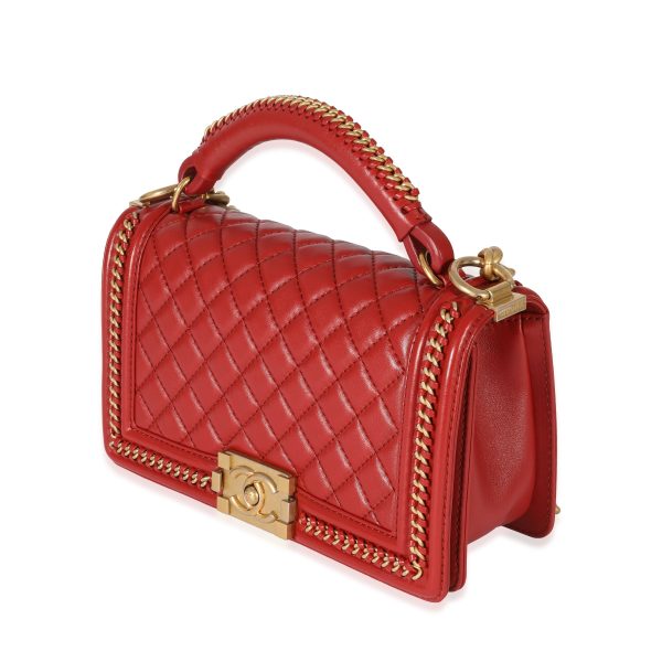 129952 sv ae2b007c f4b3 41e7 9bb6 f8b2f09db8af Chanel Red Lambskin Chain Around Medium Boy Bag