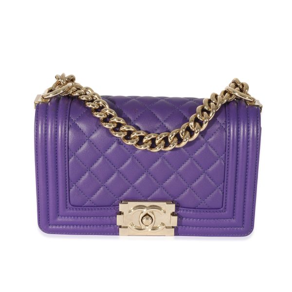 129955 fv Chanel Purple Lambskin Small Boy Bag