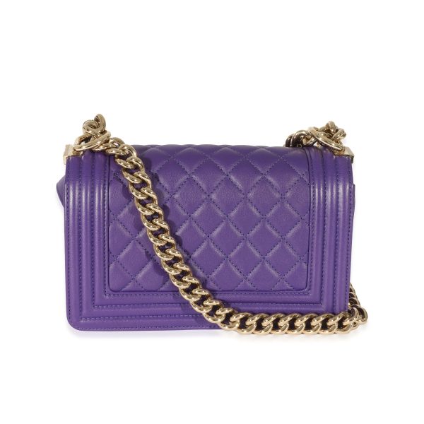 129955 pv Chanel Purple Lambskin Small Boy Bag