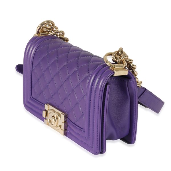 129955 sv Chanel Purple Lambskin Small Boy Bag