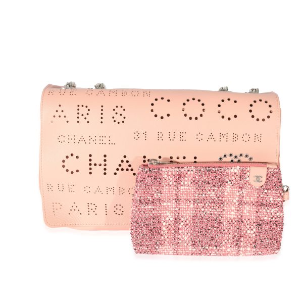 130010 ad1 Chanel Pink Calfskin Perforated Logo Eyelets CC Flap Bag