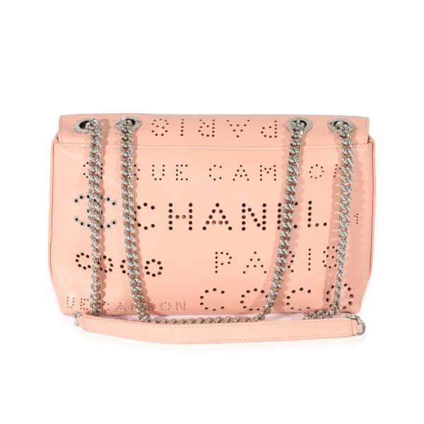 130010 pv Chanel Pink Calfskin Perforated Logo Eyelets CC Flap Bag