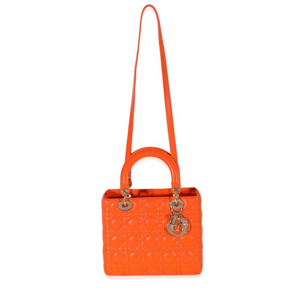 130028 bv Christian Dior Orange Cannage Lambskin Medium Lady Dior