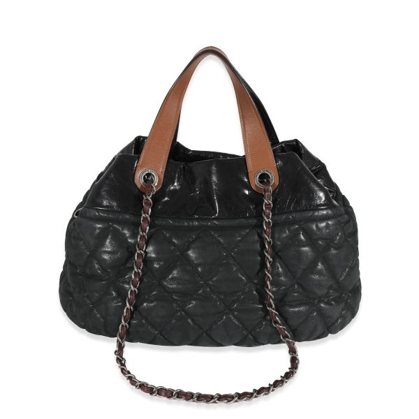 130056 pv Chanel Black Iridescent Calfskin Quilted In The Mix Tote