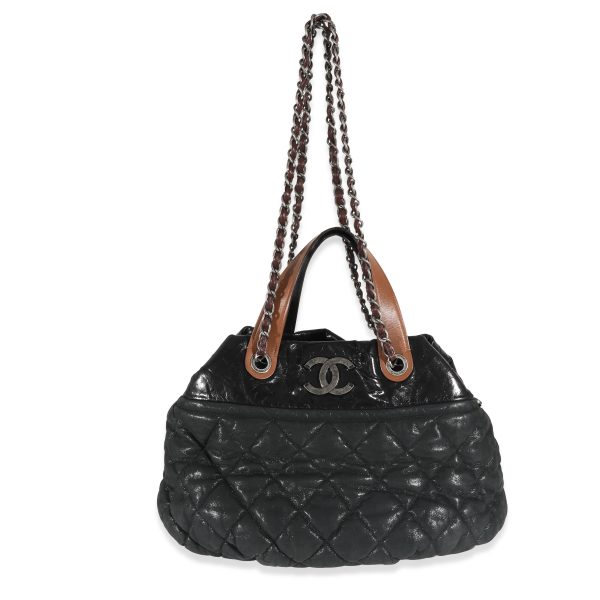 130056 stamp Chanel Black Iridescent Calfskin Quilted In The Mix Tote