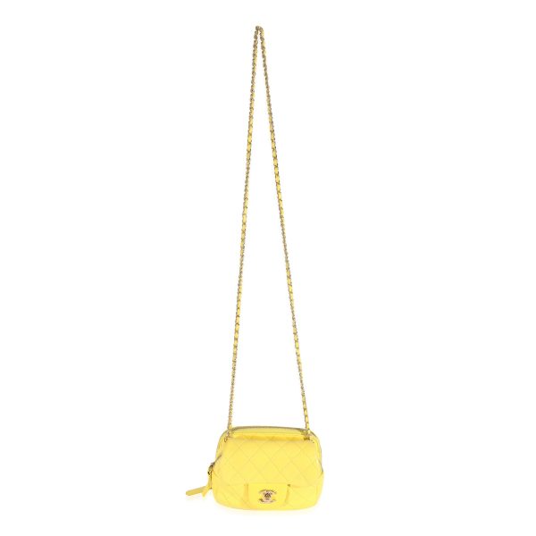 130069 bv Chanel Yellow Lambskin Mini Flap Wallet On Chain