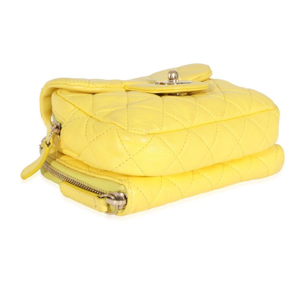 130069 clasp Chanel Yellow Lambskin Mini Flap Wallet On Chain