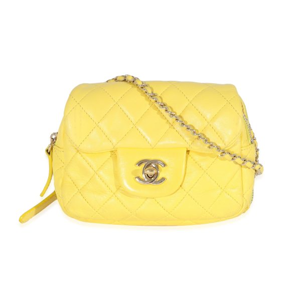 130069 fv Chanel Yellow Lambskin Mini Flap Wallet On Chain