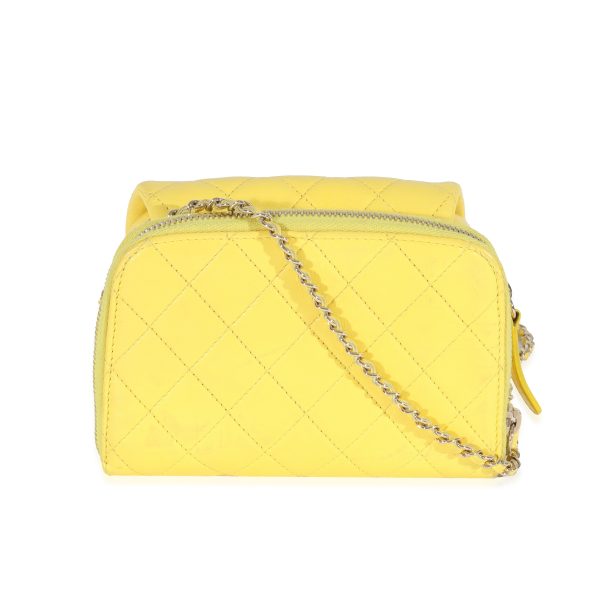 130069 pv Chanel Yellow Lambskin Mini Flap Wallet On Chain