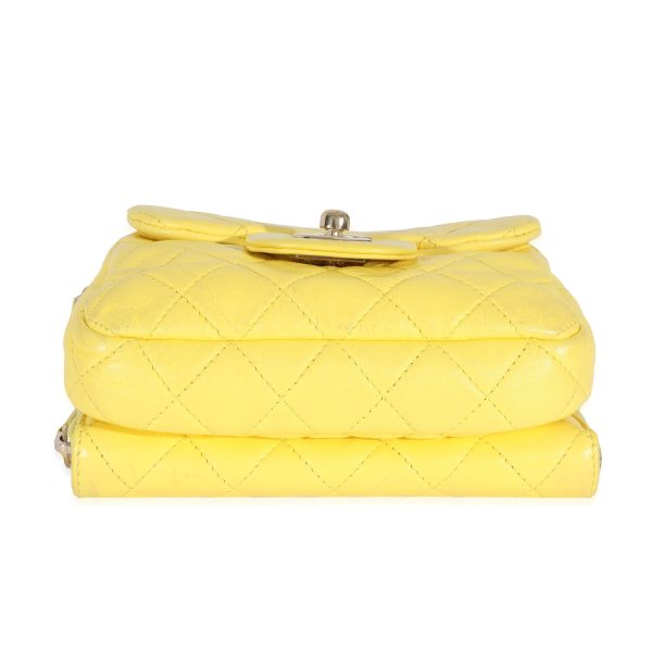 130069 stamp Chanel Yellow Lambskin Mini Flap Wallet On Chain