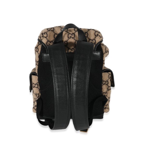 130072 pv 46a00fe4 d5f1 4b4d af78 9ab65562770f Gucci Beige Black Wool GG Double Pocket Buckle Backpack