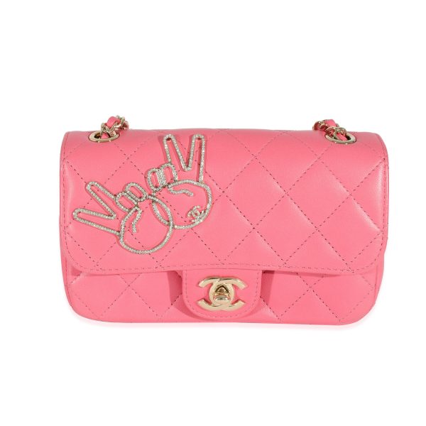 130095 fv Chanel Pink Lambskin Emoticon Extra Mini Flap