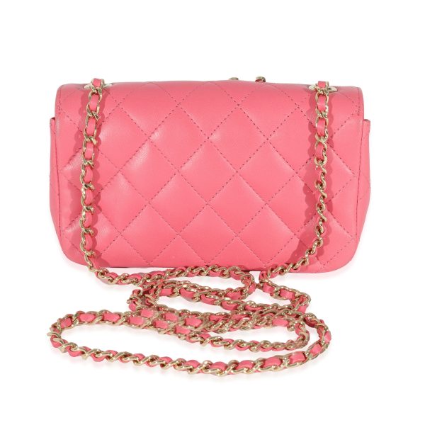 130095 pv Chanel Pink Lambskin Emoticon Extra Mini Flap