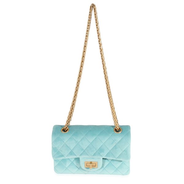 130119 bv cc595c9d 99ee 499a 929f f02dfe17f6a1 Chanel Blue Quilted Velvet Mini 255 Reissue 224 Flap Bag