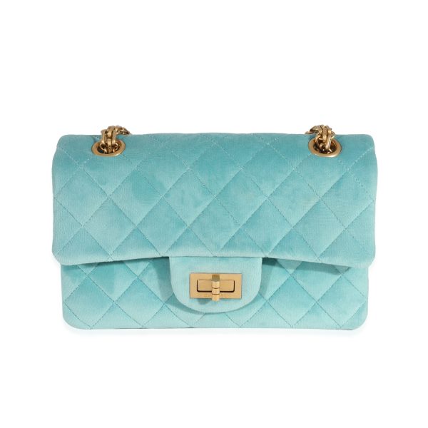 130119 fv 57e2759b c26b 4f0a b0ba 6366006fef7d Chanel Blue Quilted Velvet Mini 255 Reissue 224 Flap Bag