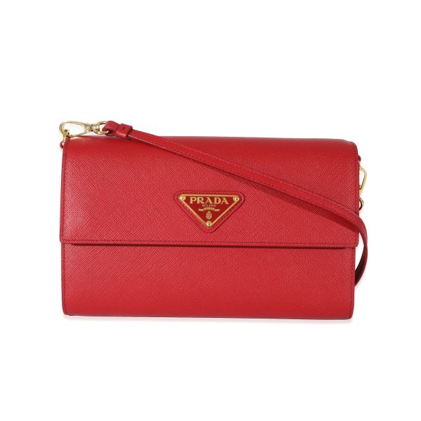 130123 fv cac30e69 c286 4726 95ba 3232bd2850c8 Prada Red Saffiano Wallet With Straps