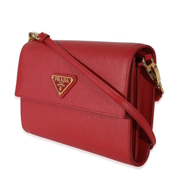 130123 sv f87b801b 8d76 4183 b57a 78b737a8dfa2 Prada Red Saffiano Wallet With Straps