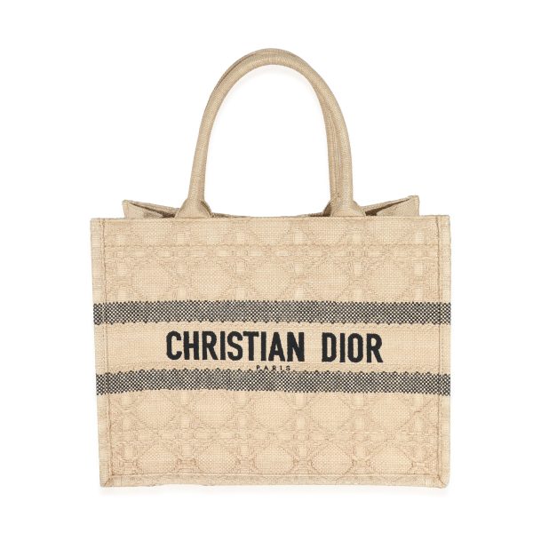 130136 fv Christian Dior Natural Cannage Raffia Medium Book Tote