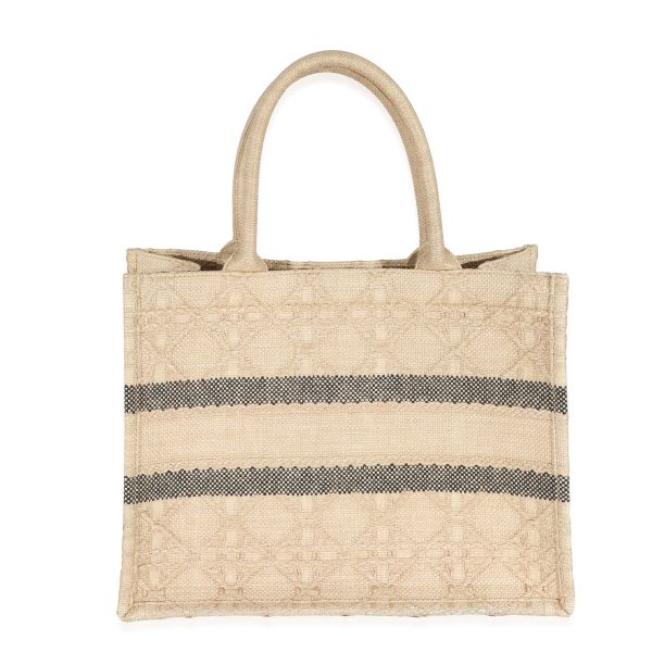 130136 pv Christian Dior Natural Cannage Raffia Medium Book Tote