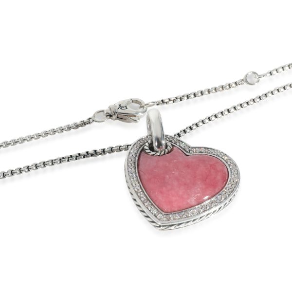 130144 clasp 3aef3a34 0df6 43c9 ae97 ee6afcbfe3f8 David Yurman Rhodolite Diamond Heart Pendant in Sterling Silver 04 CTW