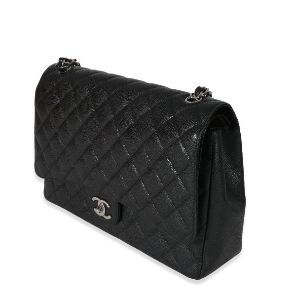 130324 sv Chanel Black Caviar Maxi Classic Double Flap Bag