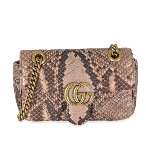 130325 fv da706c8b 06bd 49a3 b537 89f978ce94c7 Gucci Pink Python Matelasse Mini GG Marmont Bag