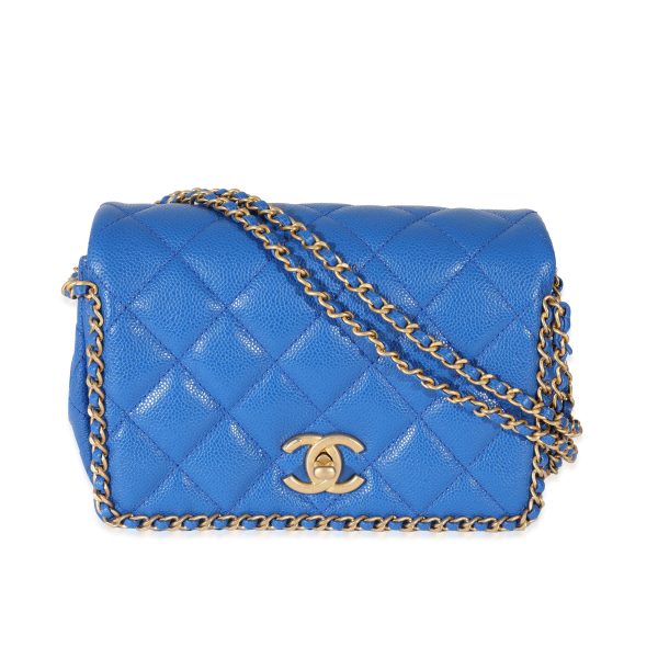 130341 fv Chanel 22B Dark Blue Caviar Chain Around Flap Bag