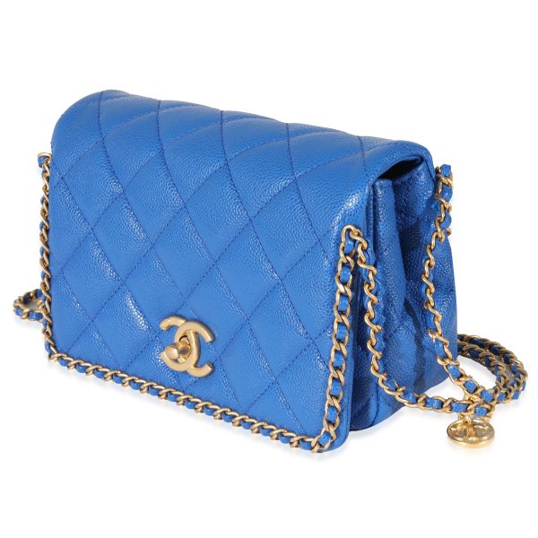 130341 pv Chanel 22B Dark Blue Caviar Chain Around Flap Bag