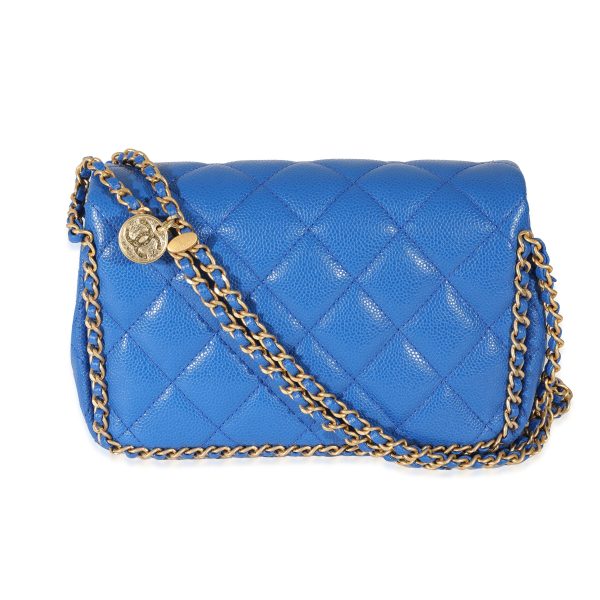 130341 stamp Chanel 22B Dark Blue Caviar Chain Around Flap Bag