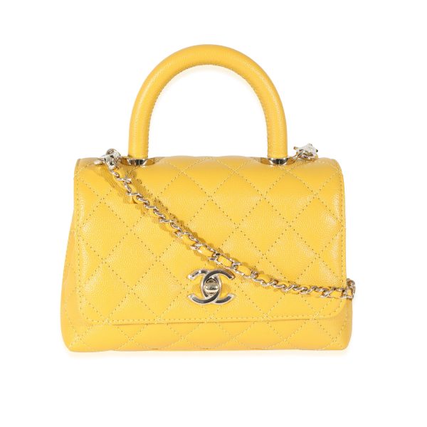 130342 fv fed2dadc 89de 456c 8309 e48780a42d89 Chanel Yellow Caviar Extra Mini Coco Top Handle