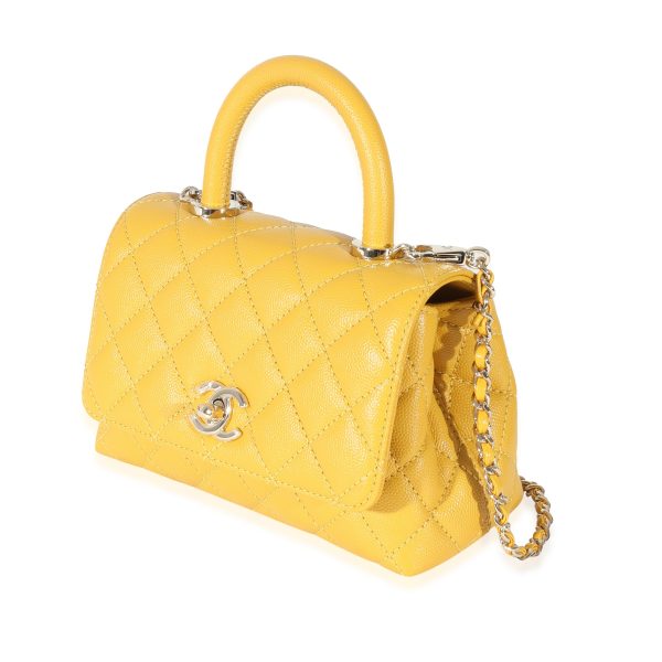 130342 pv 22e42dde 8231 49f4 906c bc734385b642 Chanel Yellow Caviar Extra Mini Coco Top Handle