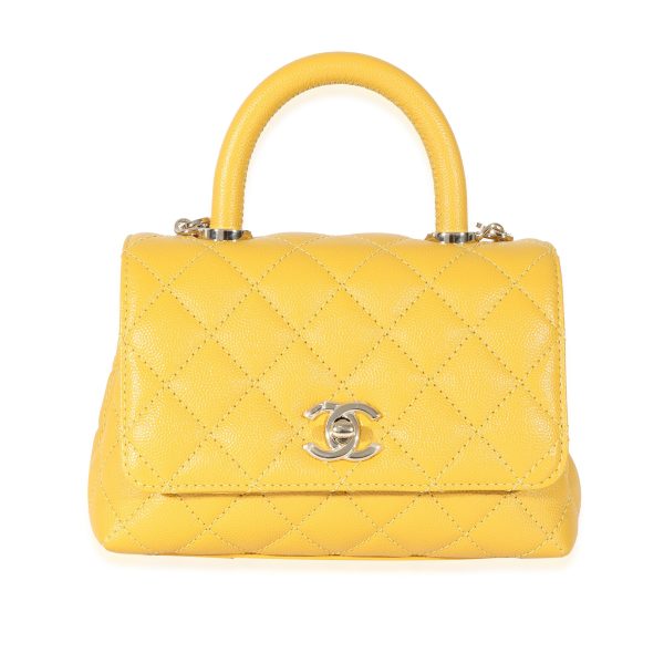 130342 sv f3ee8809 9c91 4502 aa2d f0fa9167331b Chanel Yellow Caviar Extra Mini Coco Top Handle