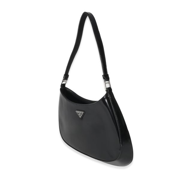 130351 sv 8db273c0 50e1 4f0d a4be 250d5370e450 Prada Black Brushed Leather Cleo Bag