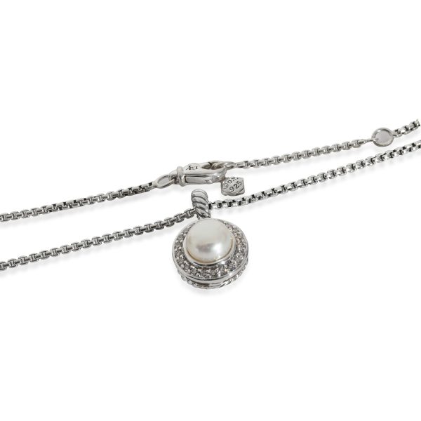 130382 clasp 79533ef4 6eb9 4666 bcfc d9c8b8086594 David Yurman Cerise Pearl Diamond Halo Pendant in Sterling Silver 021 CTW