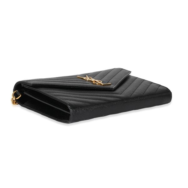 130394 clasp Saint Laurent Black Cassandre Matelasse Envelope Chain Wallet