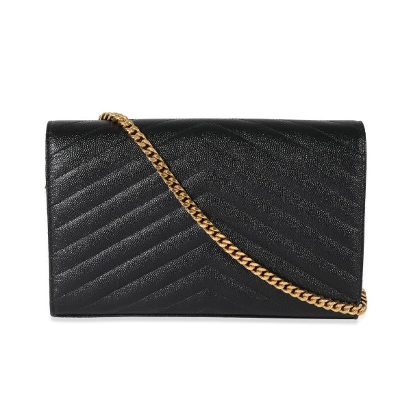 130394 pv Saint Laurent Black Cassandre Matelasse Envelope Chain Wallet