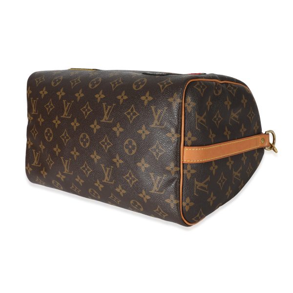 130398 box Louis Vuitton Monogram Canvas Patches Speedy Bandouliere 30