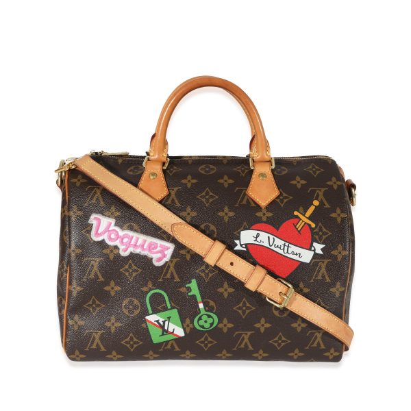 130398 fv Louis Vuitton Monogram Canvas Patches Speedy Bandouliere 30