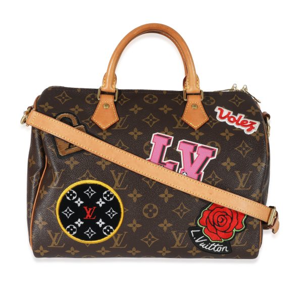 130398 pv Louis Vuitton Monogram Canvas Patches Speedy Bandouliere 30