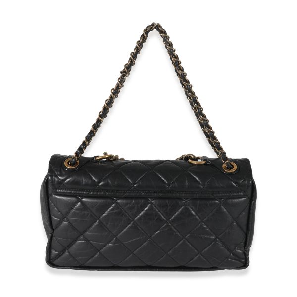 130401 pv Chanel Black Quilted Calfskin Medium Pondicherry Flap Bag