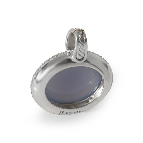 130402 bv 5eba43b9 28cb 489c a0d4 9b80e18243ac David Yurman Oval Chalcedony Diamond Enhancer Pendant in Sterling Silver 068CT