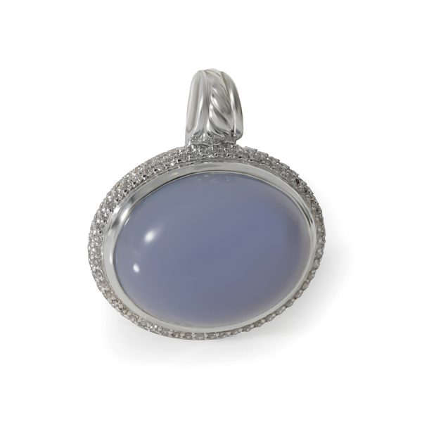 130402 fv 4d970c90 6cbc 44fe a248 cd9ee2f0a323 David Yurman Oval Chalcedony Diamond Enhancer Pendant in Sterling Silver 068CT