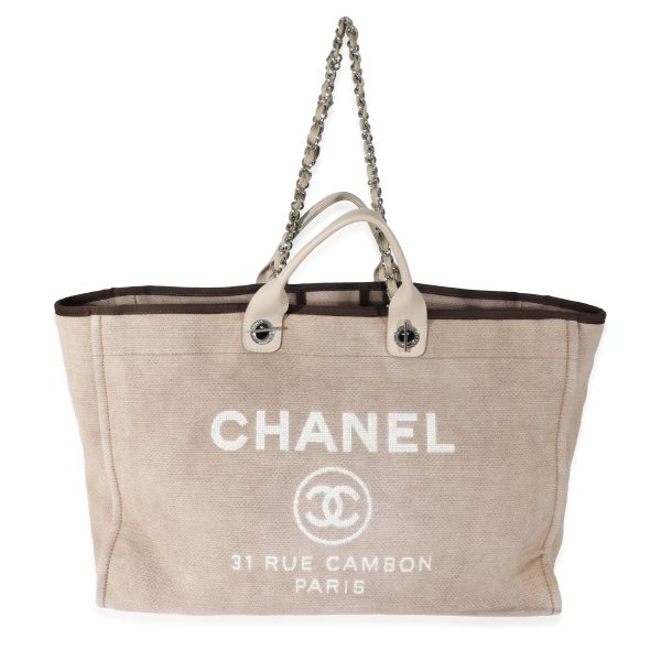 130419 bv Chanel Beige Canvas Large Deauville Tote