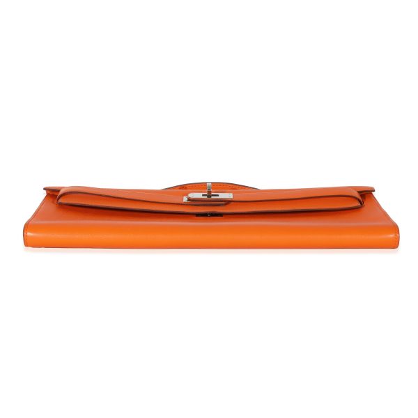 130424 stamp aff4490c cf2b 4583 9042 7c5ff13760f9 Hermes Orange Evercolor Kelly Cut Clutch PHW