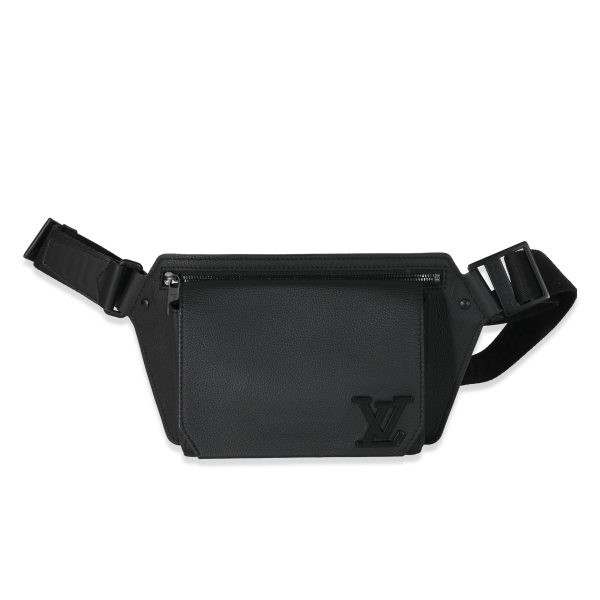 130442 fv Louis Vuitton Black Leather Aerogram Sling Bag